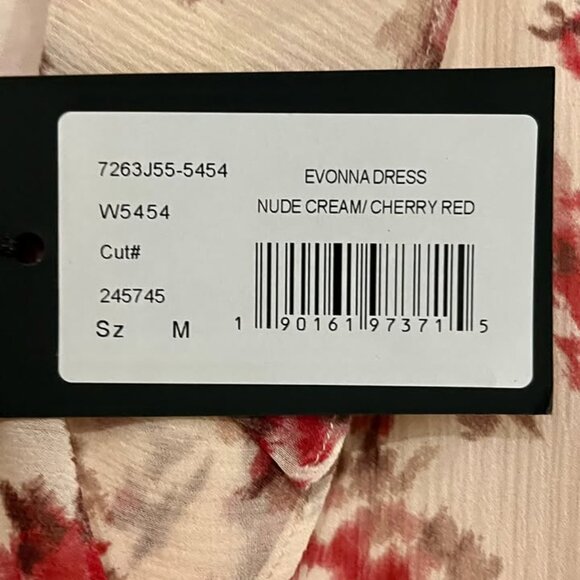 Paige Evonna Dress In Nude Cream/Cherry Red - NEW WITH TAGS - Picture 3 of 6